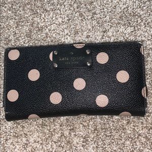 Kate Spade Wallet Black and Tan Polka Dots